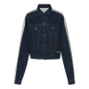 Off-white Splicing Sleeve Denim Jacket Blue