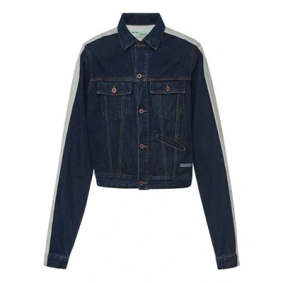 Off-white Splicing Sleeve Denim Jacket Blue