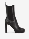 Off-white Calf Leather Sponge Heel Boots In Black