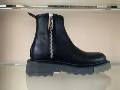 Pre-owned Off-white Sponge Sole Zipper Boots In Black