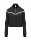 Off-white Stylish Women's Cropped Jacket With High Neck And Sporty Stripe Detail In Black White