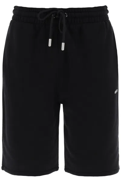 OFF-WHITE SPORTY BERMUDA SHORTS WITH EMBROIDERED ARROW