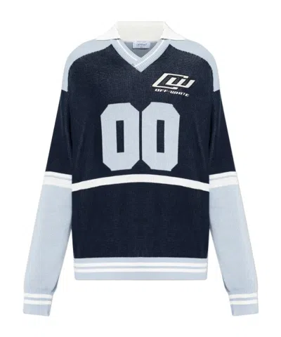 Off-white Sporty Knit Polo In Blue