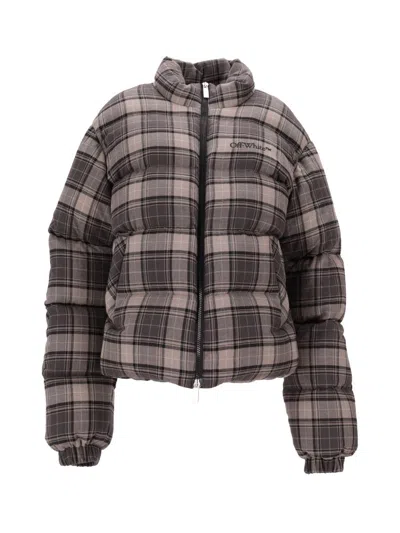 Off-white Puffer Jacket With High Collar And Cuffs In Gray