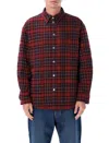 Off-white Long-sleeve Button-up Shirt With Plaid Pattern In Brown