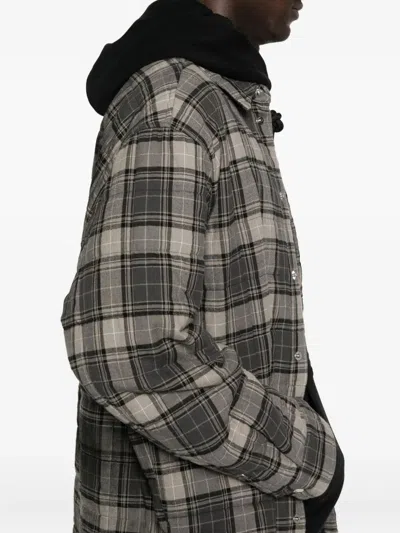 Off-white Off White Spray Arr Check Flan Padd Ove Dark Grey In Gray