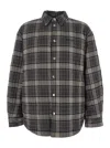 Off-white Grey Shirt With Logo Lettering On The Front And All-over Check Motif In Cotton Man In Gray