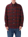 Off-white Long-sleeve Button-up Shirt With Plaid Pattern In Gold