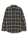 Off-white Grey Shirt With Logo Lettering On The Front And All-over Check Motif In Cotton Man In Black