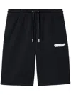 OFF-WHITE 'SPRAY ARROW' BLACK SHORTS WITH LOGO LETTERING ON THE FRONT AND LOGO PRINT ON THE REAR IN COTTON MAN