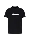 Off-white 'spray Arrow' Black Crewneck T-shirt With Logo Lettering On The Front And Maxi Logo Print On The Rea In Black  
