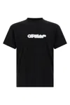 Off-white 'spray Arrow' Black Crewneck T-shirt With Logo Lettering On The Front And Maxi Logo Print On The Rea