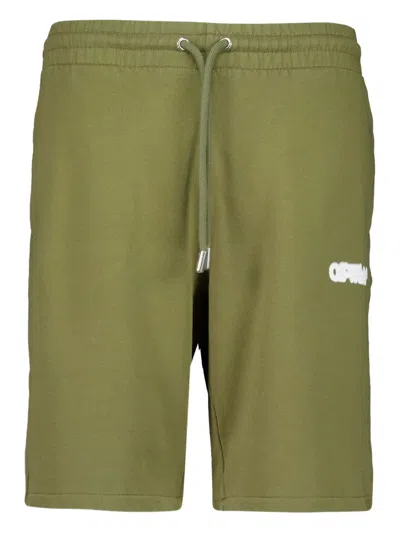 Off-white Spray Arrow Track Shorts In Moss Green