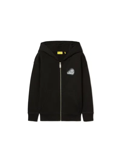 Off-white Kids' Spray Arrow Zip-up Hoodie In Black