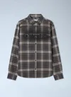 Off-white Dark Grey Cotton Spray Book Check Flan Reg Shirt In Gray