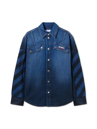 Off-white Spray Diag Den Milit Shirt In Blue