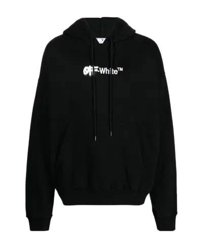 Off-white Spray Helvetica Logo-embroidered Hoodie In Black