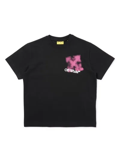 Off-white Kids' Spray Logo T-shirt In Black