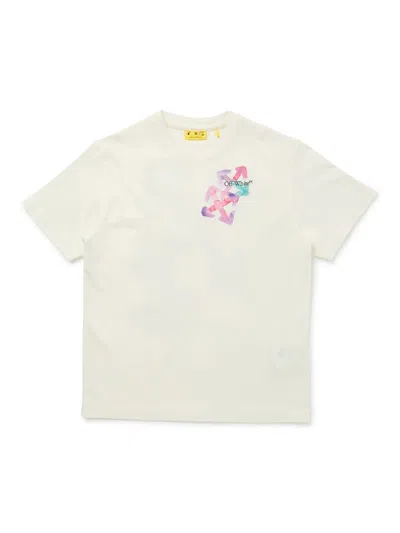 Off-white Kids' Spray Logo T-shirt In Animal Print