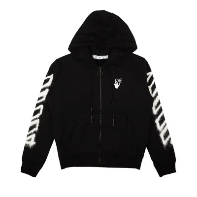 Pre-owned Off-white Spray Marker Zip Hoodie 'black' | Men's Size Xxl