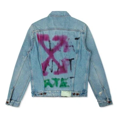 Off-white Spray Paint Graffiti Jacket Men Blue