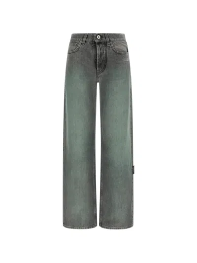 Off-white Susy Straight Leg Jeans Belt Loops In Green