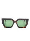 Off-white Square-frame Tortoiseshell-effect Sunglasses In Braun