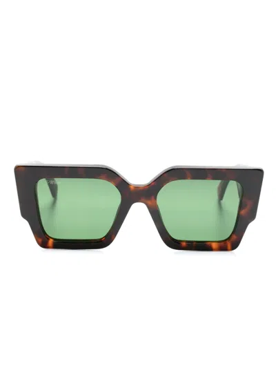 Off-white Square-frame Tortoiseshell-effect Sunglasses In Braun