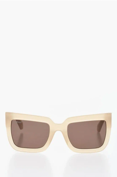 Off-white Squared Firenze Sunglasses With Logoed Rods In Brown