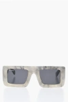 Off-white Squared Leonardo Sunglasses With Marble-effect Frame In Gray