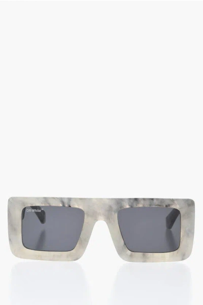 Off-white Squared Leonardo Sunglasses With Marble-effect Frame In Gray