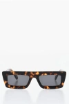 Off-white Squared Ontario Sunglasses With Tortoiseshell Frame In Black