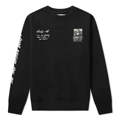Off-white Ss19 Back Mens Logo Mona Lisa Round Neck Sweater In Black
