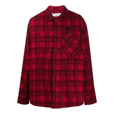 Off-white Ss20 Back Arrows Sketch Mens Plaid Shirts Red Black In Burgundy