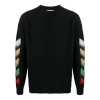 Off-white Brushed Wool Crew-neck Sweater With Contrasting Logo In Black
