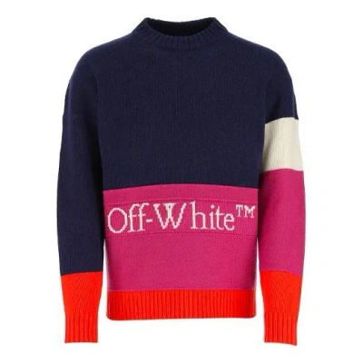 Off-white Ss21 Colorblock Logo Round Neck Long Sleeves Blue In Multi