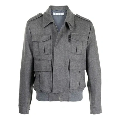 Off-white Ss21 Logo Multiple Pockets Jacket Gray