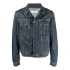 Off-white Ss21 Logo Pattern Printing Denim Jacket Loose Fit Denim Blue