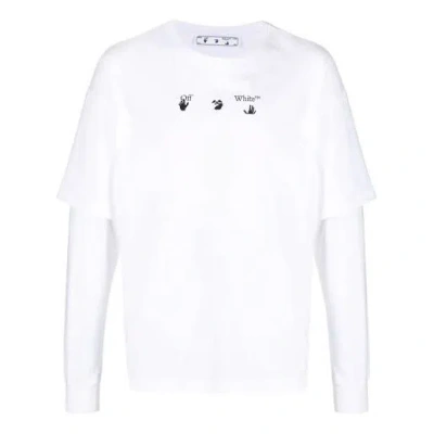 Off-white Ss21 Logo Rear Pattern Printing Round Neck Long Sleeves Ordinary Version White