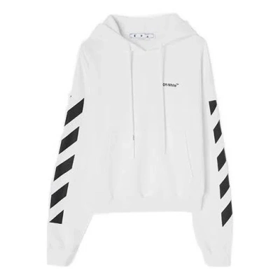 Off-white Pixel Diagonal Hoodie In White