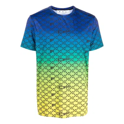 Off-white Ss22 Alphabet Geometry Pattern Full Print Gradient Short Sleeve Blue In Multi