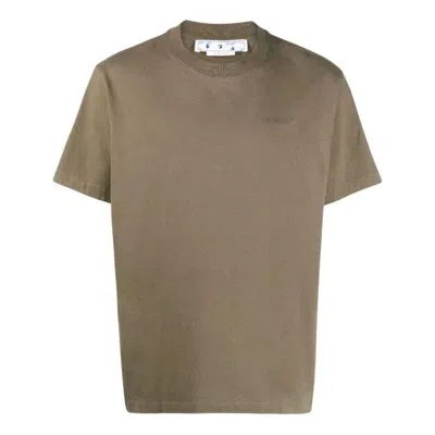 Off-white Ss22 Logo Round Neck Printing Short Sleeve Ordinary Version Green In Brown
