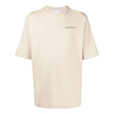 Off-white Ss22 Logo Round Neck Pullover Short Sleeve Loose Fit Khaki In Neutral