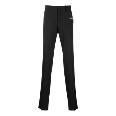 Off-white Logo-print Tailored Trousers In Black White