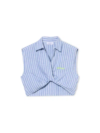 Off-white Ss_striped Sleveless Shirt In Blue