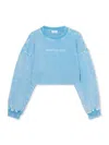 Off-white Switch Off Crew-neck Cropped Sweatshirt In Blue
