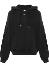 Off-white Cropped Black Hoodie With Embossed Detailing And Graphic Print In Black