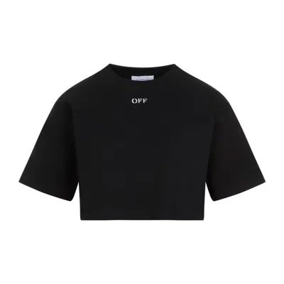 OFF-WHITE STAMP CROPPED BLACK COTTON T-SHIRT