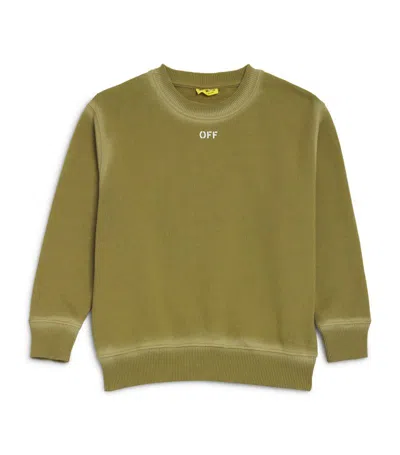 Off-white Kids' Stamp Logo Sweatshirt (4-12 Years) In Green