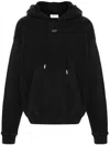 Off-white Relaxed Fit Black Cotton Hoodie With Drawstring Hood